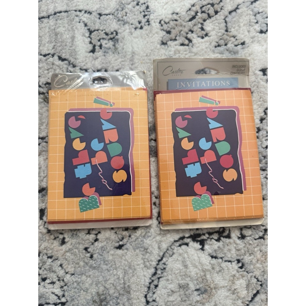 Vintage Carlton Party Invitations 2 Packs Of 8- Be There Or Be Square
